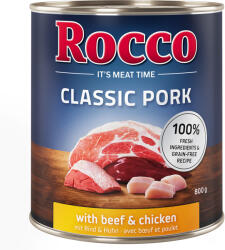 Rocco 24x800g Rocco Classic Pork nedves kutyatáp Mix: marha/bárány, csirke/pulyka, csirke/borjú, marha/szárnyasszív, csirke/lazac, marha/csirke