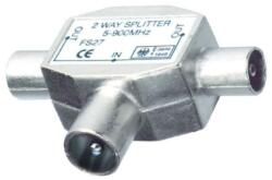 Somogyi Elektronic Koax elosztó, 1 dugó - 2 aljzat, fém (FS 28) (FS28) - vilszershop