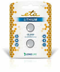 ETA Lítium akkumulátor ETA PREMIUM CR2032, csomagolás 2 db (CR2032LITH2) (ETACR2032LITH2)