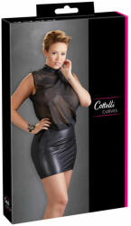 Cottelli Collection Plus Size - fényes chiffon ruha (fekete) (27159451061)