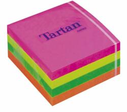 Tartan Öntapadó jegyzettömb, 76x76 mm, 400 lap, TARTAN, vegyes neon színek (400 lap)