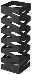 SONGMICS Esernyőtartó négyzet alakú, akasztókkal, fekete 15x15x49cm (LUC16B)