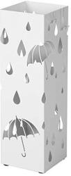SONGMICS Esernyőtartó négyzet alakú, akasztókkal, fehér 15x15x49cm (LUC49W)