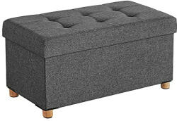SONGMICS Összecsukható vászon tárolópuff, ottomán, sötétszürke 76x38x38cm (LSF16GYZ)