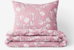 Goldea lenjerie de pat creponată - crini pe roz vechi 140 x 200 și 50 x 70 cm