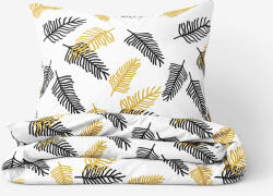 Goldea lenjerie de pat de lux din bumbac satinat - frunze de palmier negre și aurii 140 x 220 și 50 x 70 cm Lenjerie de pat