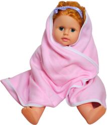 Alena Paturica bebe polar fleece, Alena, cu dantela aplicata, Pink, 75x75 cm (6427616245474) Lenjerii de pat bebelusi‎, patura bebelusi