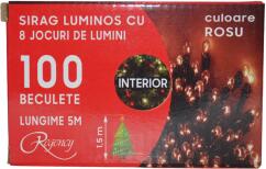 Regency Instalatie de Craciun, sirag luminos cu 8 jocuri de lumini, 100 de beculete rosii, 5 m (MGH-78849-red)