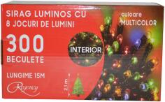 Regency Instalatie de Craciun- sirag luminos cu 8 jocuri de lumini- 300 de LED-uri multicolore- 15 m (MGH-565323-mt)