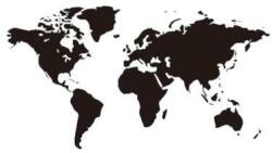Duragon Sticker pentru perete, harta lumii, negru, 200x109 cm