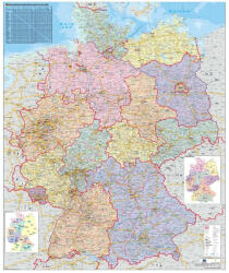 Németország közigazgatása falitérképe 100*120 cm - térképtűvel szúrható, keretezett