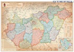 Magyarország közigazgatása járáshatárokkal antik 100*70 cm falitérkép - térképtűvel szúrható, keretezett