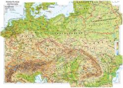 Közép-Európa domborzata falitérkép 160*120 cm - laminált, faléces