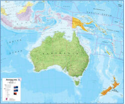  Ausztrália falitérkép 120*100 cm - térképtűvel szúrható, keretezett