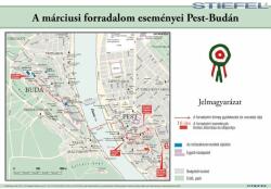 A márciusi forradalom eseményei Pest-Budán. 100*70 cm - laminált, faléces