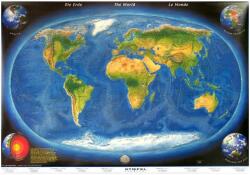 A Föld panorámatérképe a tengerfenék domborzatával-160*120 cm-laminált, faléces