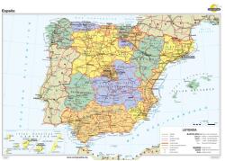 Spanyolország közigazgatása (spanyol) iskolai falitérkép - egyoldalas - választható méret - fóliás, alul-felül faléces