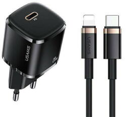 USAMS Incarcator de retea Incarcator Priza 1xUSB-C PD 20W + Cablu Lightning 1.2m - USAMS (XFKXLOGTL01) - Black (KF2310373) - vexio