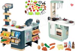 Smoby Set magazin electronic produse mixte cu frigider Maxi Market cu bucătărie Cherry Smoby cu sunete și alimente cu vase (SM350242-20)