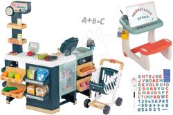 Smoby Set magazin electronic produse mixte cu frigider Maxi Market și bancă școlară Smoby pentru desenat cu magneți Little Pupils (SM350242-7)