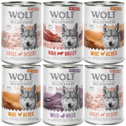 Wolf of Wilderness 6x400g Wolf of Wilderness Free-Range Meat Vegyes csonag 4 változattal nedves kutyatáp