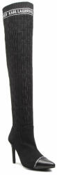 Karl Lagerfeld Cizme lungi muschetar KARL LAGERFELD KL31691 Black Knit Textile