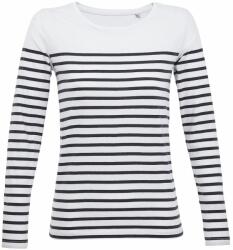 SOL'S Hosszú ujjú csíkos női póló Matelot - Fehér / sötétkék | M (SOLS-03100-1000302347)