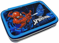 MARVEL COMICS Kétszintes kék iskolai tolltartó Spiderman - felszerelve