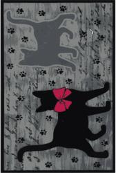 Oyo home Black Cat Konyhai szőnyeg, 80x150 cm, poliészter, csúszásmentes hátlap, fekete macska digitális minta (WOOKECE172_80x150)