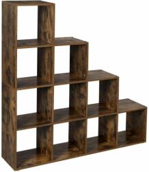 VASAGLE 10 Kockás Lépcsős Polc - Fa - 129, 5x29x129, 5 cm (LBC10BX)