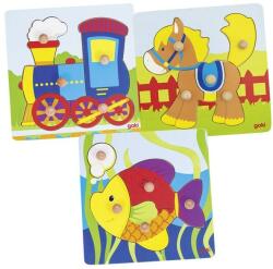 Goki fogantyús puzzle, többféle (21x21cm) (GK57514)