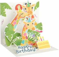  Popshots képeslap, négyzet, Happy Birthday, zsiráfok (PS1168)