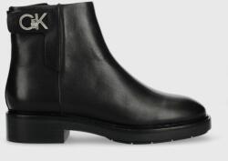Calvin Klein bőr csizma Rubber Sole Ankle Boot fekete, női, lapos talpú - fekete Női 41