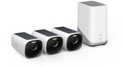 eufy Kit supraveghere video eufyCam 3 S330, 4K Ultra HD, Incarcare solara, BionicMind, Nightvision, Homebase 3 + 3 camere video (T88723W1) - pcone