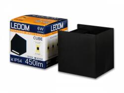 LEDOM LED lámpatest , oldalfali , szögletes , 2 irányú , 6W , meleg fehér , állítható sugárzási szög , kültéri , fekete , IP54 , LEDOM (478146)