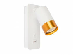 LED lámpa , oldalfali , GU10 foglalattal , arany, fehér , USB csatlakozóval , KLEMENS (4501)