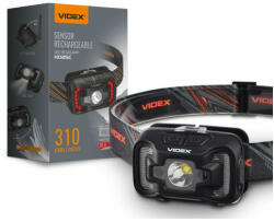 Videx Led fejlámpa , tölthető , dimmelhető , mozgásérzékelős , billenthető , 7 világítási mód , COB , természetes fehér , USB , IP65 , VIDEX (4436)