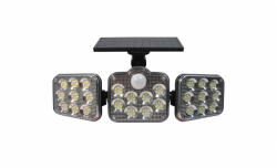 LED reflektor , napelemes , oldalfali , mozgásérzékelős , 10 Watt , hideg fehér , kültéri , fekete , IP65 (4363)