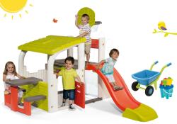 Smoby Set centru de joacă Fun Center Smoby cu tobogan cu lungime de 150 cm şi roabă cu set de găleată de la 24 luni (SM840203-3)