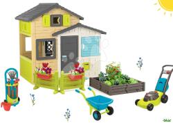 Smoby Set căsuța Prietenilor în culori elegante Friends House Evo Playhouse Smoby extensibilă cu grădină gard și accesorii de grădină (SM810204-15)