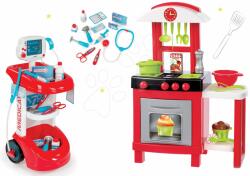 Smoby Set cărucior medical Smoby cu tensiometru și bucătărie cu microunde (SM24475-4)