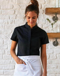Kustom Kit Női rövid ujjú blúz Kustom Kit Women's Tailored Fit Mandarin Collar SSL XL, Fekete