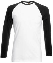 Fruit of the Loom Férfi póló Hosszú ujjú Fruit of the Loom Baseball Longsleeve T - 3XL, Fehér/Fekete