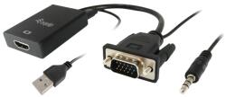 Equip Átalakító - 119038 (VGA to HDMI with Audio, fekete) (119038)