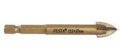 FESTA üveg és csempefúrószár 12 mm-es, HEX befogással, négy vágóéllel (L24785)