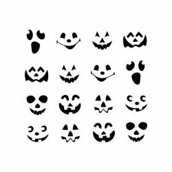 Halloween-i fólia matrica szett - fekete tök arcok - 16 db / csomag (58131E) (58131E)