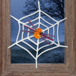 Pókháló pókkal - halloween-i dekoráció - fehér (58101) (58101)