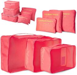 Verk Group Bőröndszervező cipzáros tároló táskák, 6 különféle méretben, lazac szín