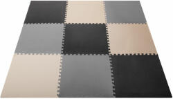 9 részes habszivacs kirakószőnyeg szürke-krém-grafit 180cmx180cm (KX5154)