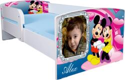  Pat personalizat cu nume si fotografie copil Mickey si Minnie cu saltea 130x60 cm si sertar incluse ptv3247 (PTV3247)